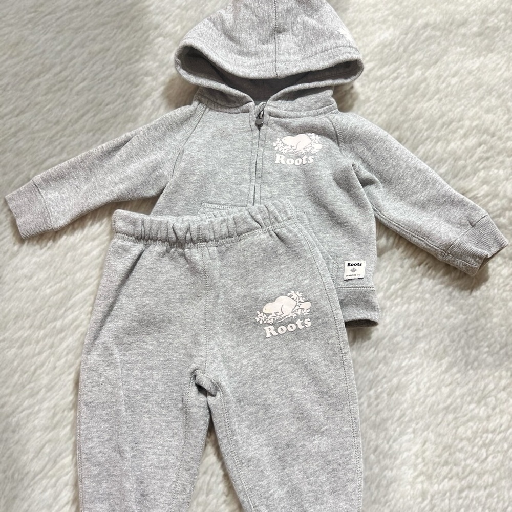 Roots Heather Gray Kids Tracksuit Girls 6-12m
